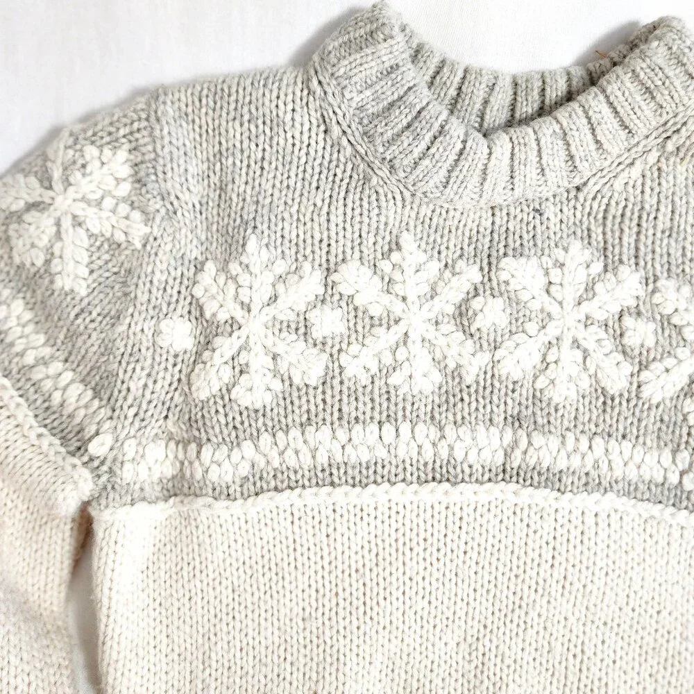 Abercrombie&Fitch Womens WinterWhite&Gray Lambswool Blend Snowflake Sweater - Picture 2 of 10